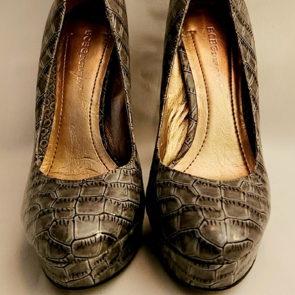 Well worn BCBGeneration faux alligator heel